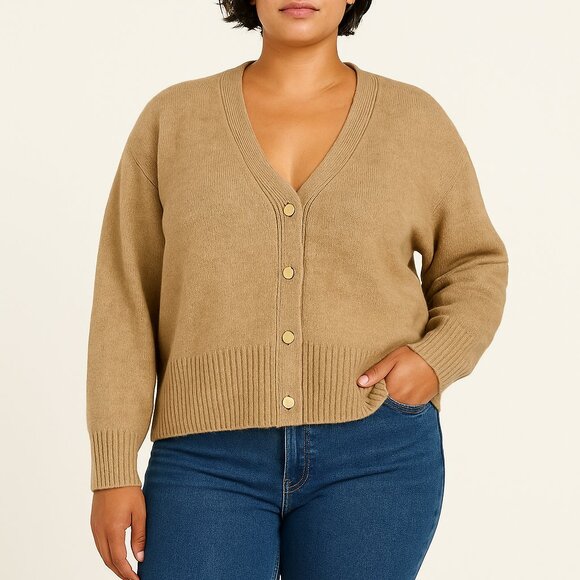 MOTF Oversized Mohair Cardigan – Beige, Size Large - Picture 1 of 4